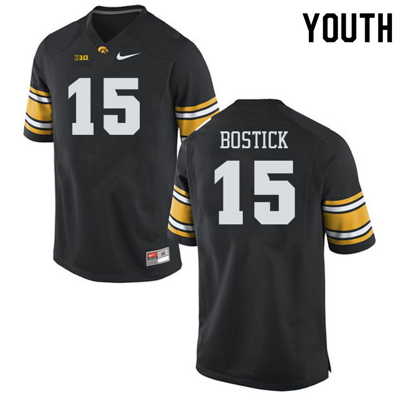 Youth #15 Jacob Bostick Iowa Hawkeyes College Football Alternate Jerseys Sale-Black